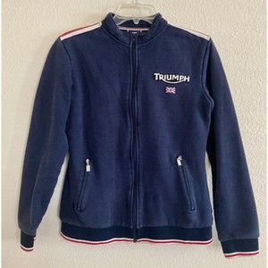 Triumph Motorcycles UK Full Zip Ladies SMALL Blue Fleece Logo Track Jacket